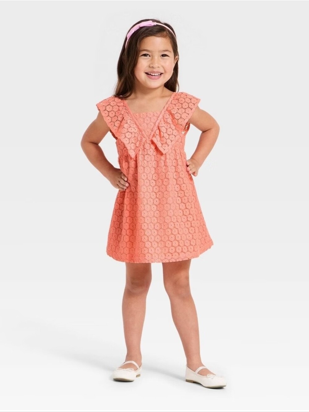 NWT Cat & Jack Toddler Girls' Pink Knitted Eyelet Dress